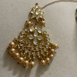 Eid Diwali Pearl maang teeka tikka Punjabi Pakistani Indian Kundan